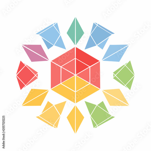 Geometric Mandala with Colorful Shapes