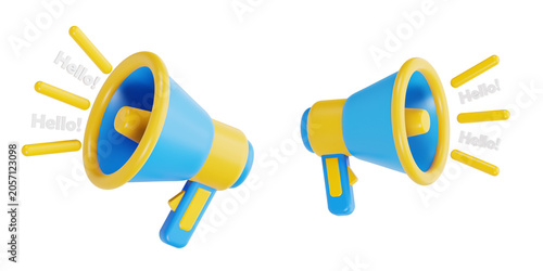 Canvas Print 3D Megaphone Speaker Asserting Hello Message