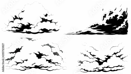 Foto Dramatic cloud formations in a vector style presented against a white background