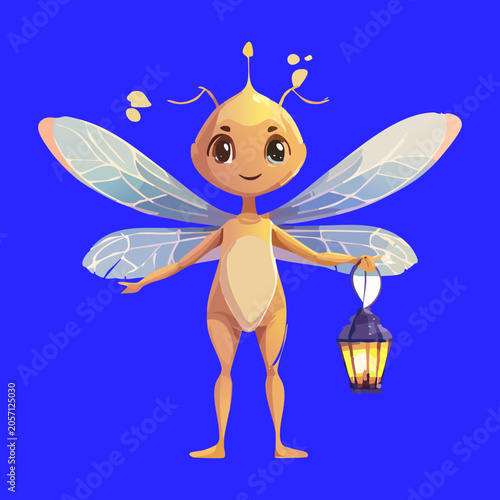 Fotografie Sweet magical fairy girl holding old lantern lamp standing gracefully with trans
