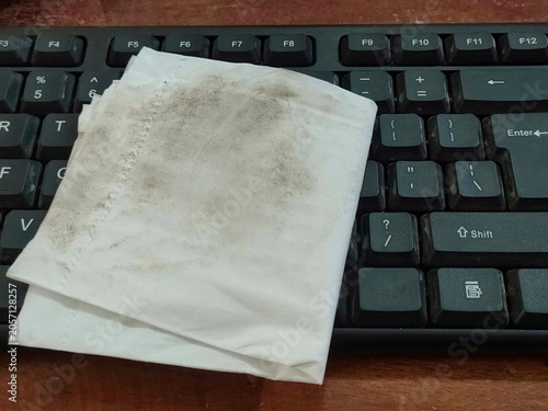 Used Tissue After Keyboard Cleaning
