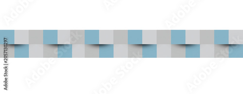 Abstract geometric banner with blue and grey squares on transparent background