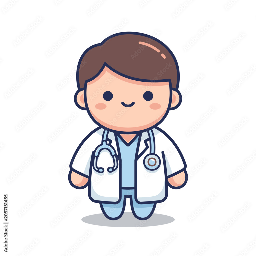 Fototapeta premium Smiling doctor with stethoscope around neck.