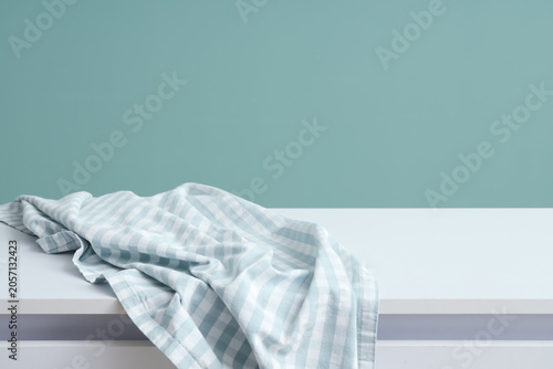 Light blue gingham fabric d...