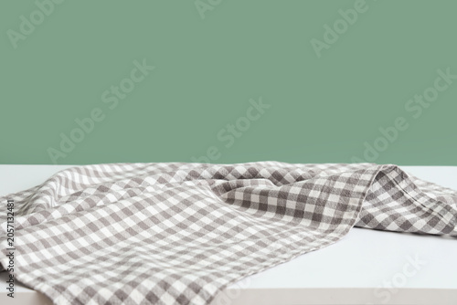 Gingham checkered fabric on...