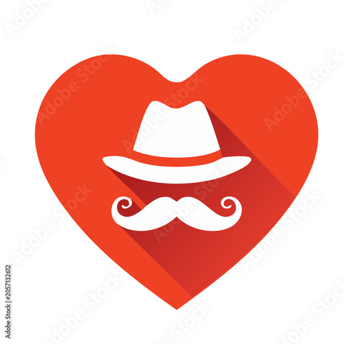Red heart with mouth icon flat design