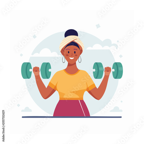 Woman holding heart symbol in flat design