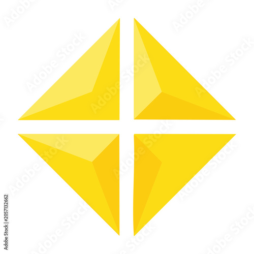 Yellow origami paper crane vector