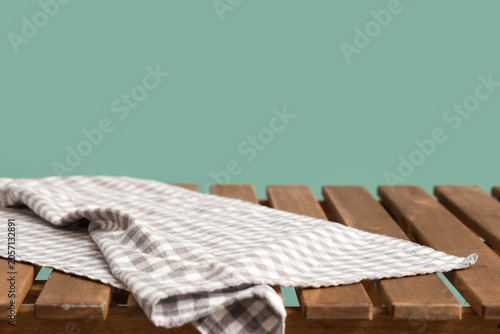 Empty wooden slatted table ...