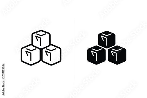Slika na platnu Dice stack falling vector line illustration minimalist gaming elements