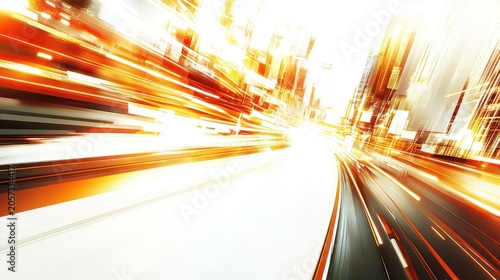 Abstract Cityscape with Streaking Lights Representing Technology and Economic Growth