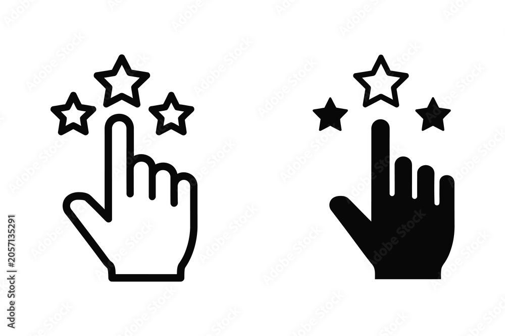 Fototapeta premium Hand cursor clicking stars rating vector illustration