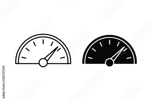 Speedometer icon vector illustration, line and solid style