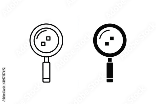 Foto Magnifying glass vector illustration with square and circle focus icons minimal