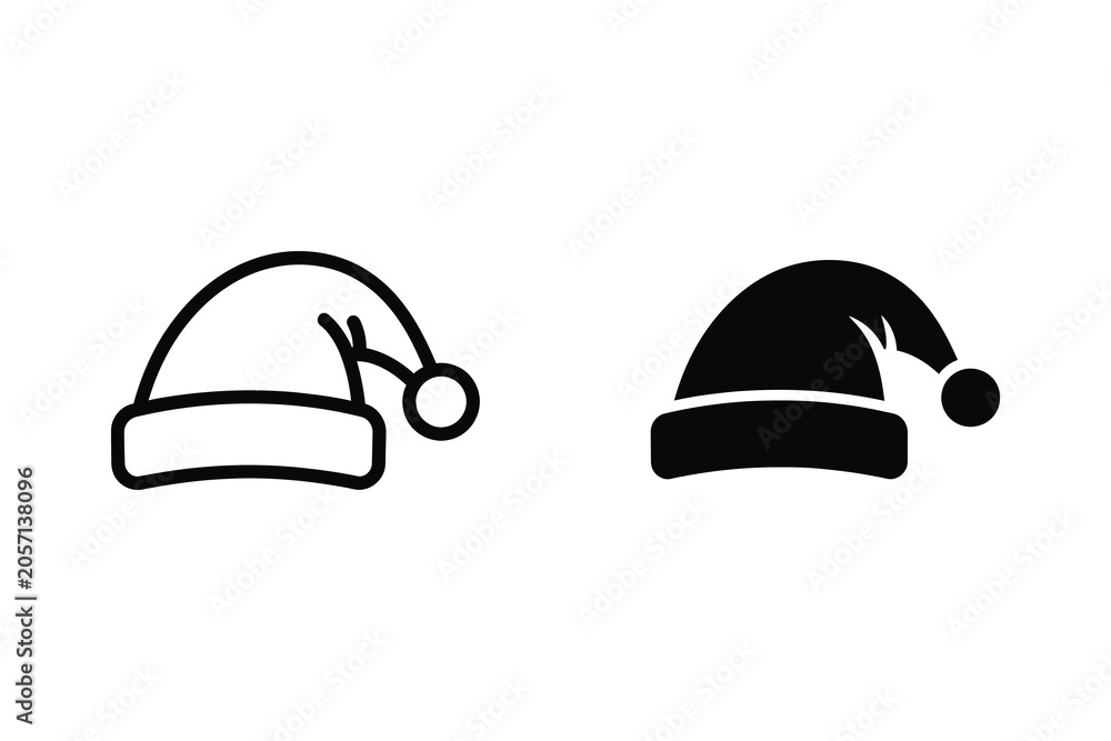 Fototapeta premium Santa hat vector illustration, flat and line art styles