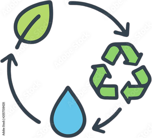Sustainable Ecology and Circular Economy Concept with Renewable Natural Resources Icon for Environmental Protection and Green Business Strategy