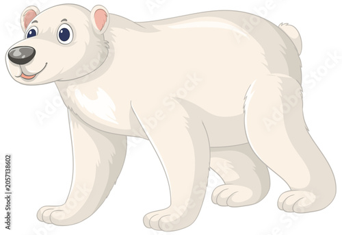 Cartoon Polar Bear Vector Illustration Isolated on White Background