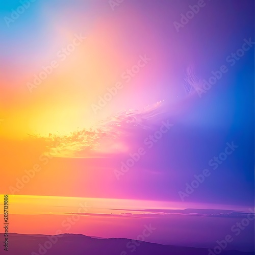 Vibrant sky with colorful sunset hues and clouds