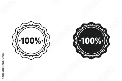 Tableau sur toile 100 percent guarantee seal vector illustration line art badge