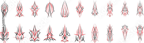 Photos Vintage red and black pinstriping illustration isolated on white background