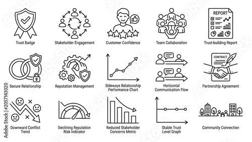 Business icons for company growth strategy.