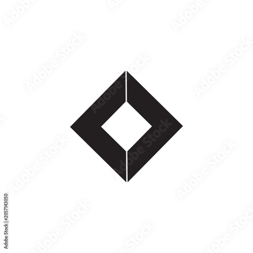 Fotografija Printbstract diamond logo icon with a geometric square frame split vertically in