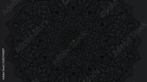 Obraz na płótnie Intricate black mandala design on dark background.