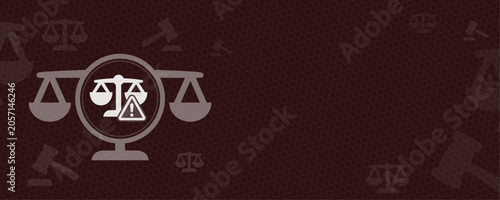 Tableau sur toile An abstract graphic featuring legal scales of justice with a prominent warning symbol