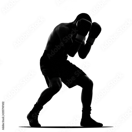 Black Silhouette of Male Boxer in Classic Boxing Stance Ready to Fight, Athletic Pugilist in Training Pose, Combat Sport Fighter Vector Illustration