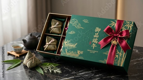 Dragon Boat Festival Gift Box with Zongzi and Tea Set