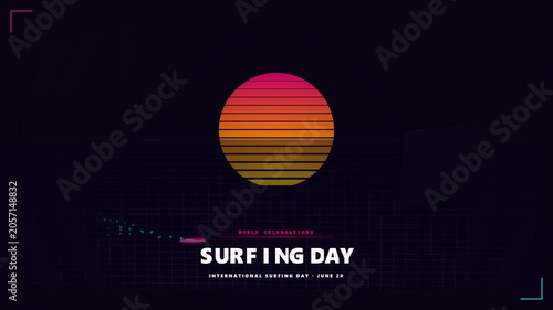 Retro Sunset Vibes for International Surfing Day Celebration Embrace the Waves and Coastal Lifestyle
