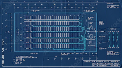 Rooftop solar pv system layout for commercial warehouse