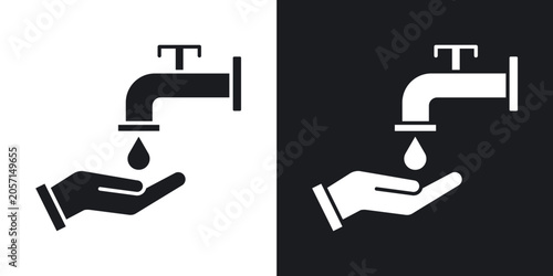 Cuadro en lienzo Ablution icons vectors in solid black and white style