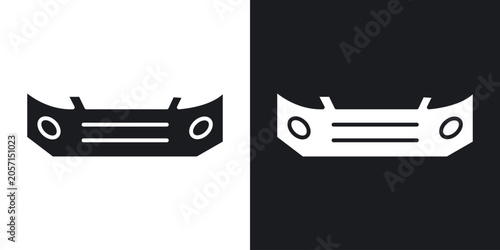 Tableau sur toile Car bumper icons vectors in solid black and white style