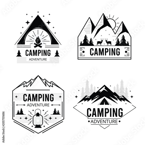 Tablou pe pânză vintage adventure hiking climbing mountain logo