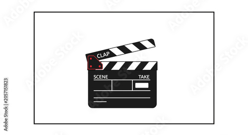 Film Clapperboard Open, Ready for Action, Movie Production Symbol