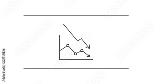 Financial Decline Chart: Downward Trend Graph with Arrows, Business Loss Concept