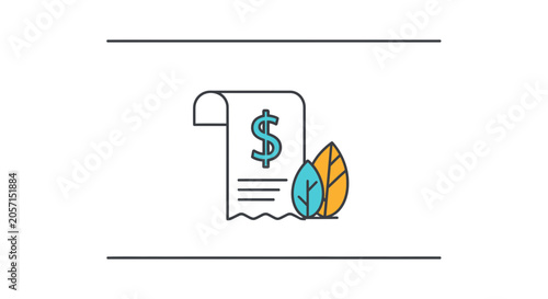 Financial Document with Dollar Sign and Leaves - Business Growth Concept