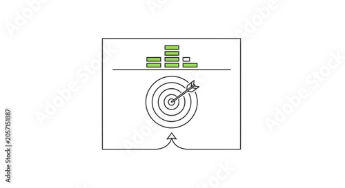 Financial Goal Achievement: Arrow Hits Bullseye on Target with Stack of Coins Above