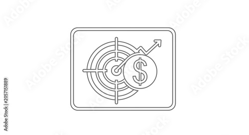 Financial Growth Target Achieved: Dollar Coin and Upward Trend Graph on Screen