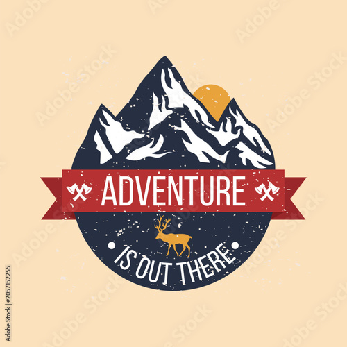 Fotografie vintage adventure hiking climbing mountain logo