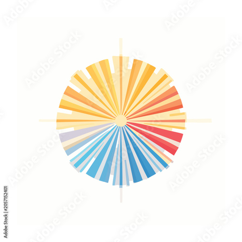 Flat design fan with red white and blue stripes