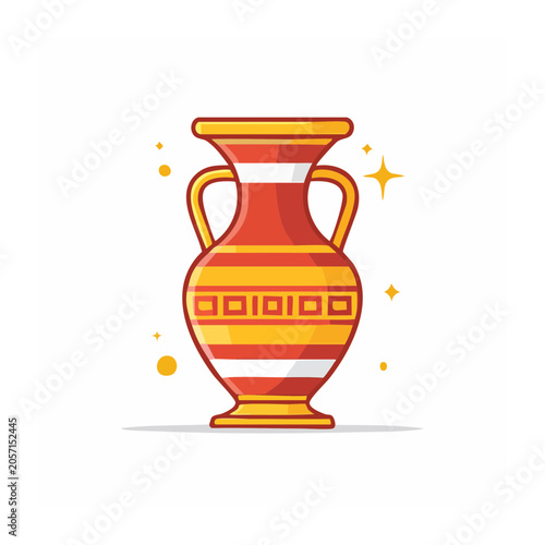 Flat design red lamp with yellow light bulb