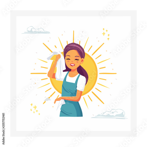 Girl with sun rays illustration