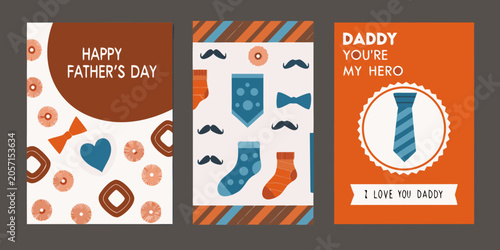 Obraz na płótnie Floral ornament and menswear pattern on father s day cards vector illustration