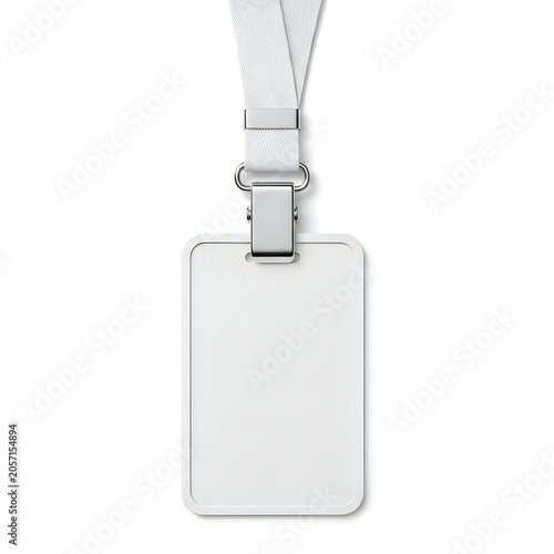 Empty white lanyard card holder with clip