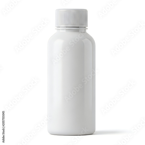Empty white plastic bottle with cap