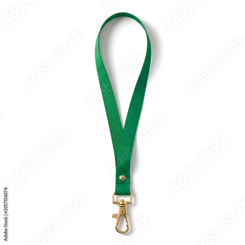 Green lanyard with gold carabiner