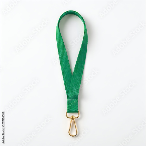 Green lanyard with gold carabiner hook