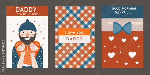 Konstfotografi Father s Day Card Illustrations Vector Graphics With Text And Hearts